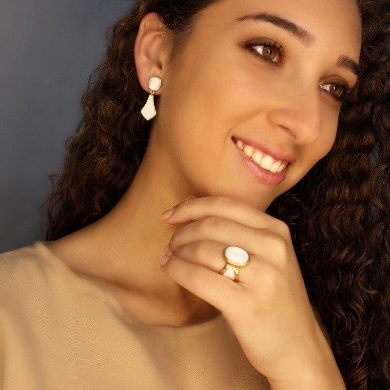 ANEL FOLHEADO A OURO COM ESMALTE