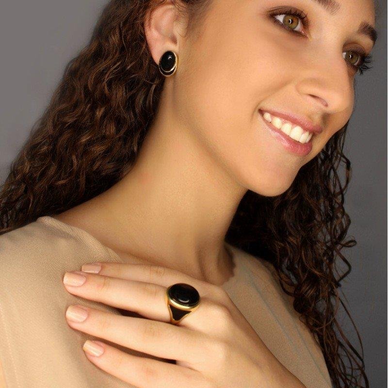 ANEL FOLHEADO A OURO COM ESMALTE