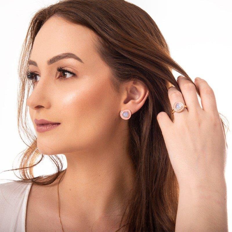 BRINCO FOLHEADO A OURO COM ESMALTE LILÁS