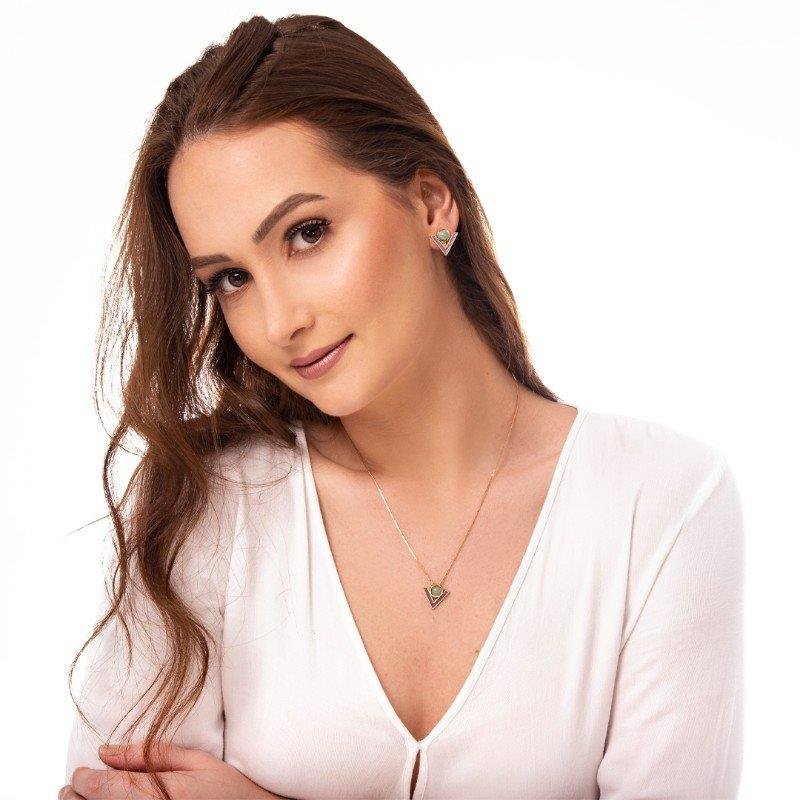 BRINCO FOLHEADO A OURO COM ESMALTE PRETO