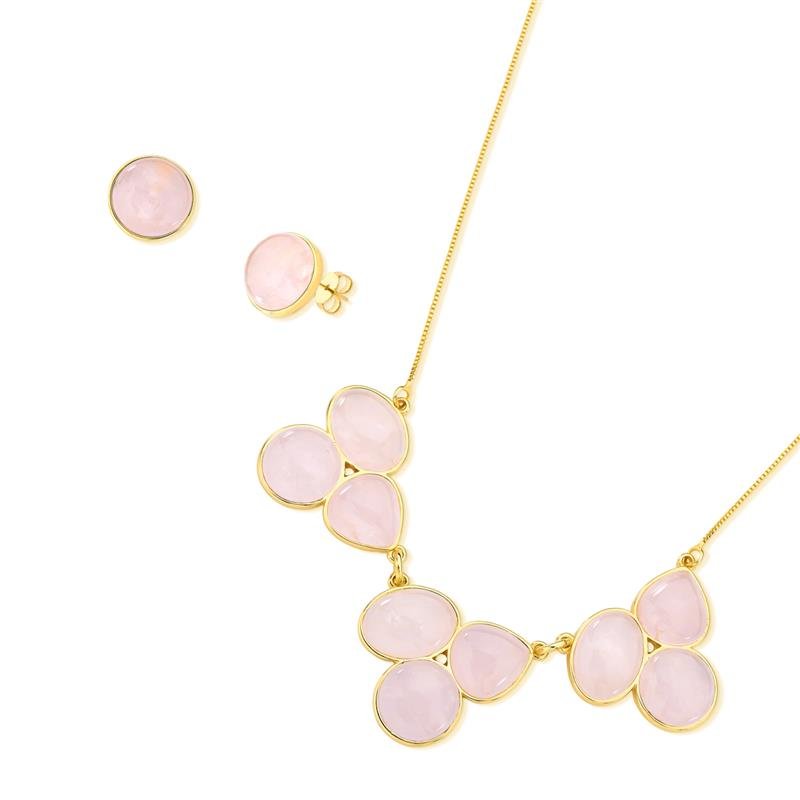 CONJUNTO FOLHEADO A OURO