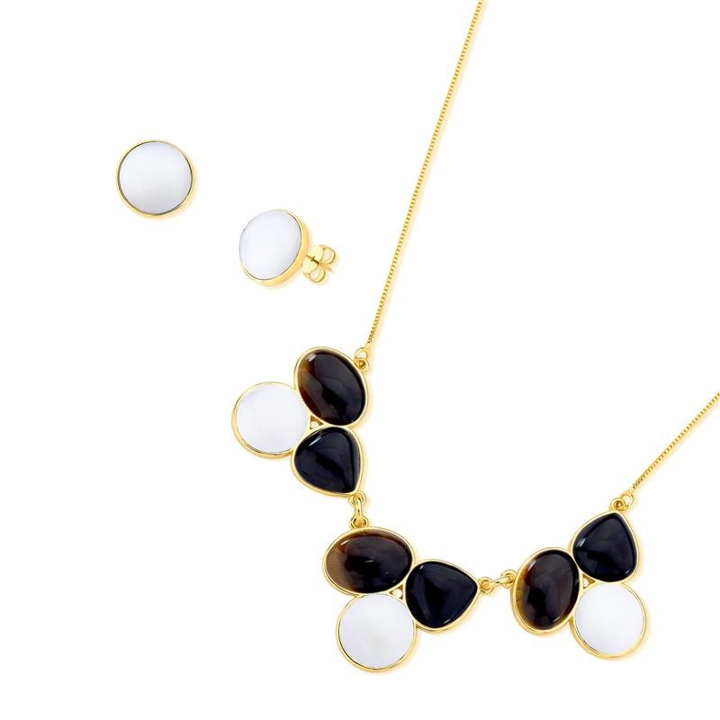 CONJUNTO FOLHEADO A OURO