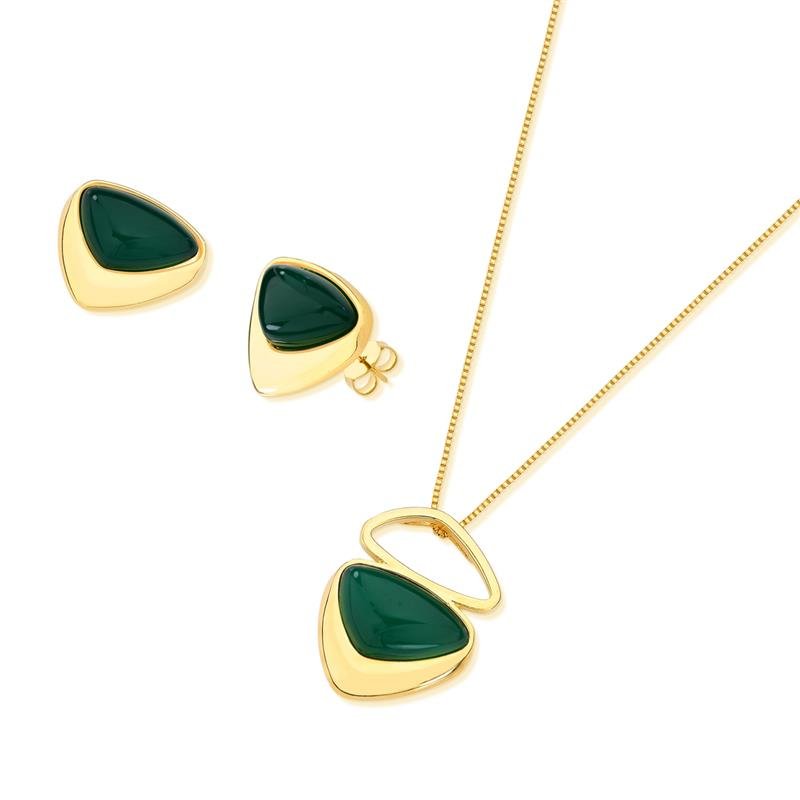 CONJUNTO FOLHEADO A OURO