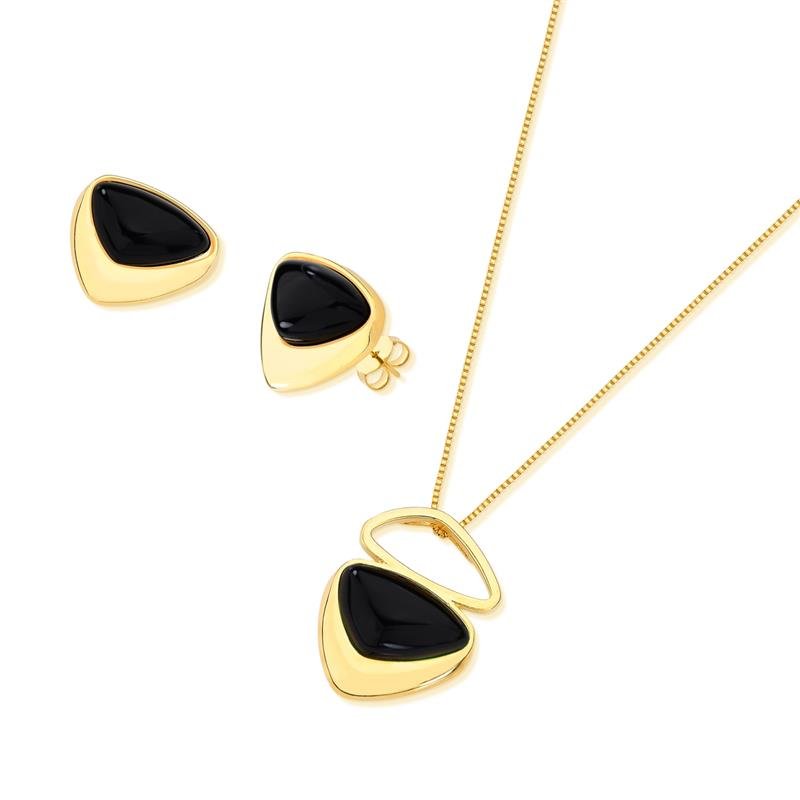 CONJUNTO FOLHEADO A OURO