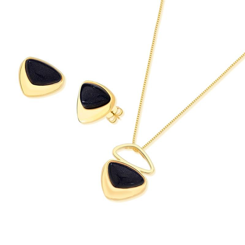 CONJUNTO FOLHEADO A OURO