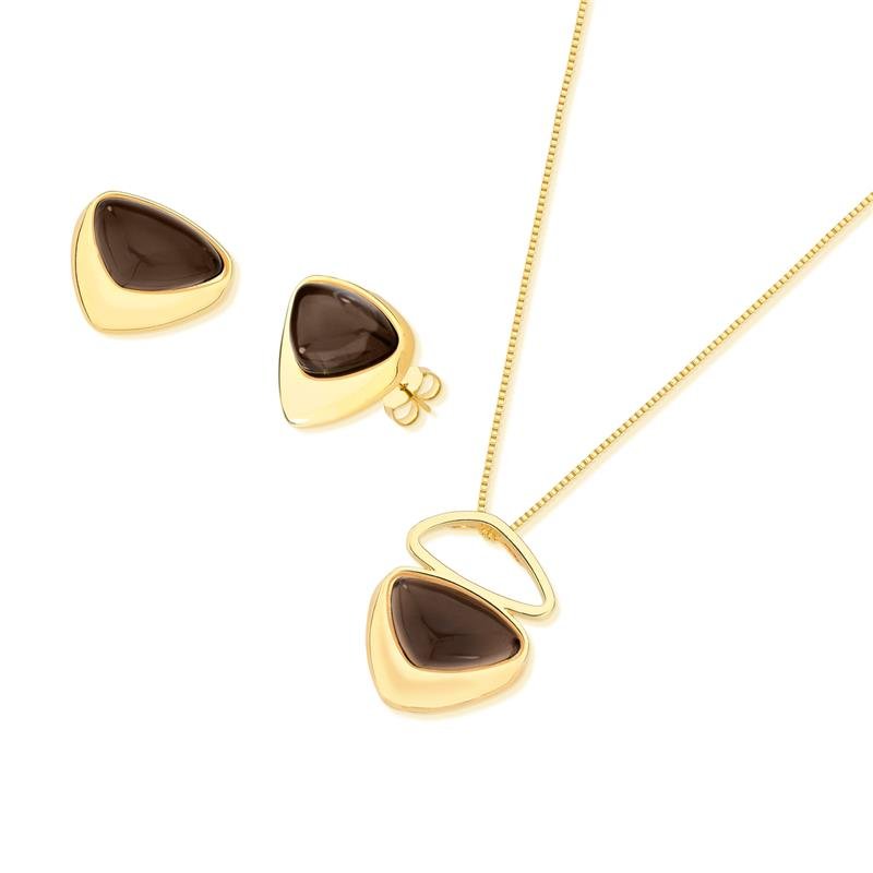 CONJUNTO FOLHEADO A OURO