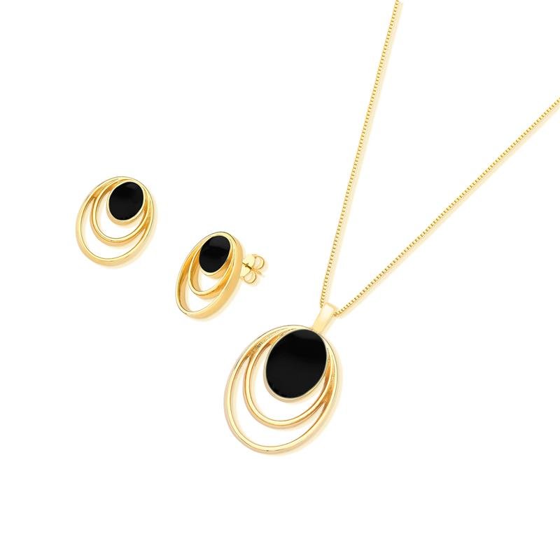 CONJUNTO FOLHEADO A OURO