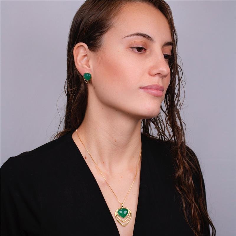 CONJUNTO FOLHEADO A OURO
