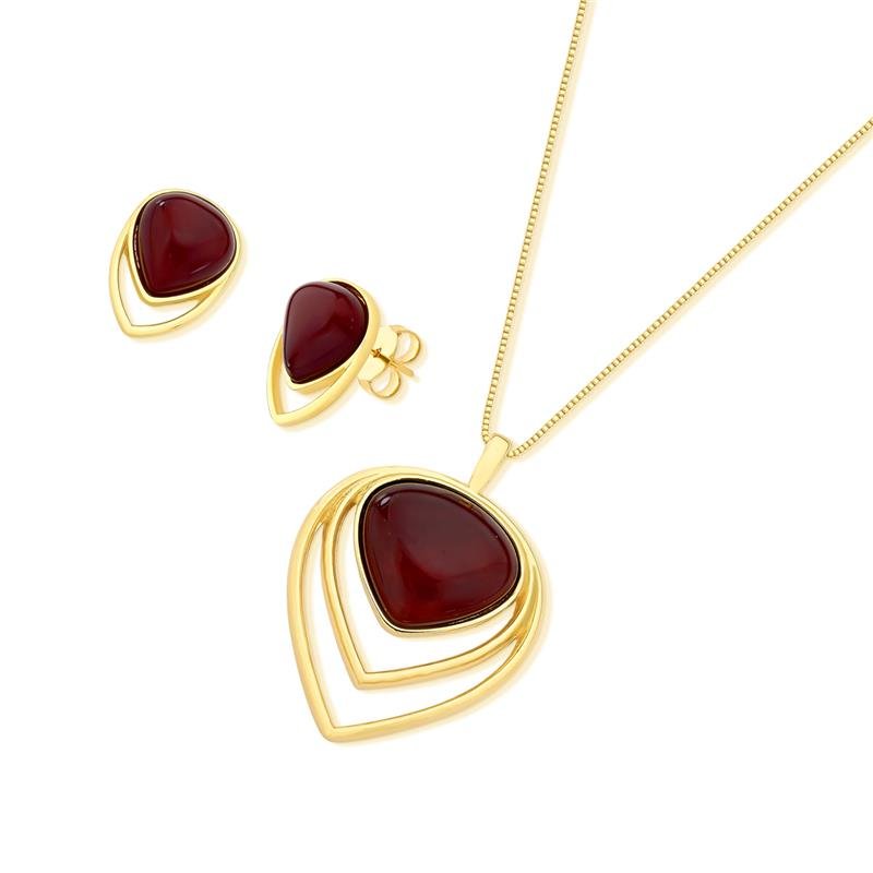 CONJUNTO FOLHEADO A OURO
