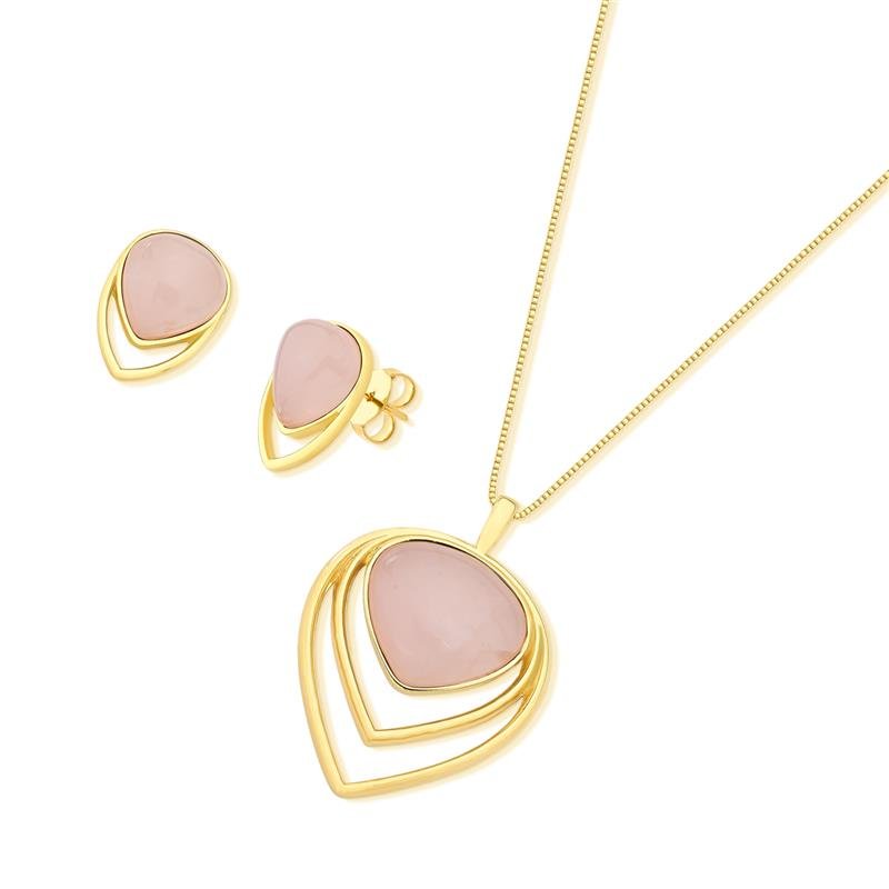 CONJUNTO FOLHEADO A OURO