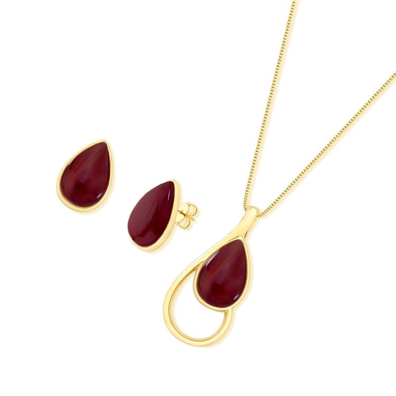 CONJUNTO FOLHEADO A OURO
