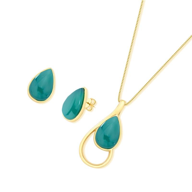 CONJUNTO FOLHEADO A OURO