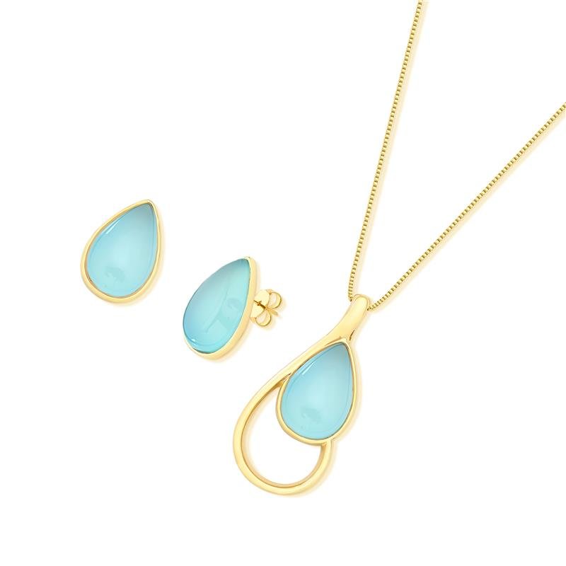 CONJUNTO FOLHEADO A OURO