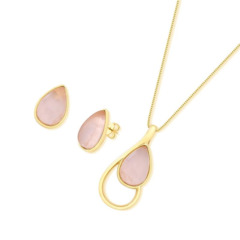 CONJUNTO FOLHEADO A OURO