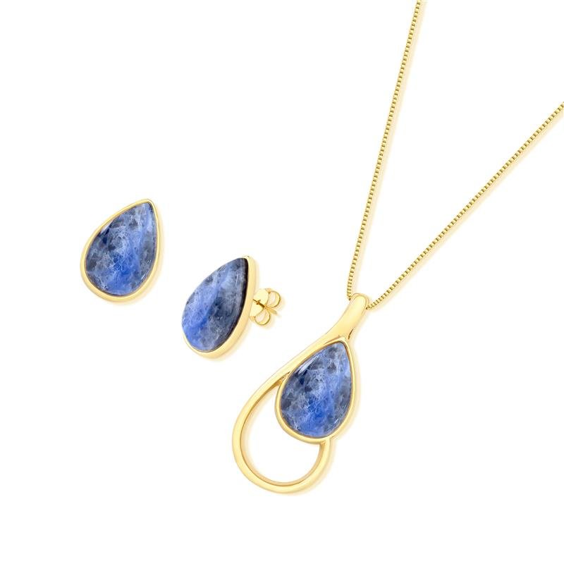 CONJUNTO FOLHEADO A OURO