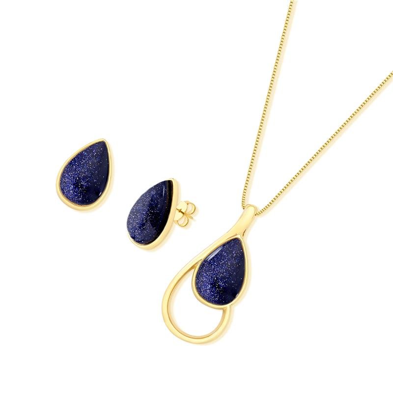 CONJUNTO FOLHEADO A OURO