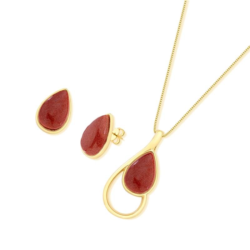 CONJUNTO FOLHEADO A OURO
