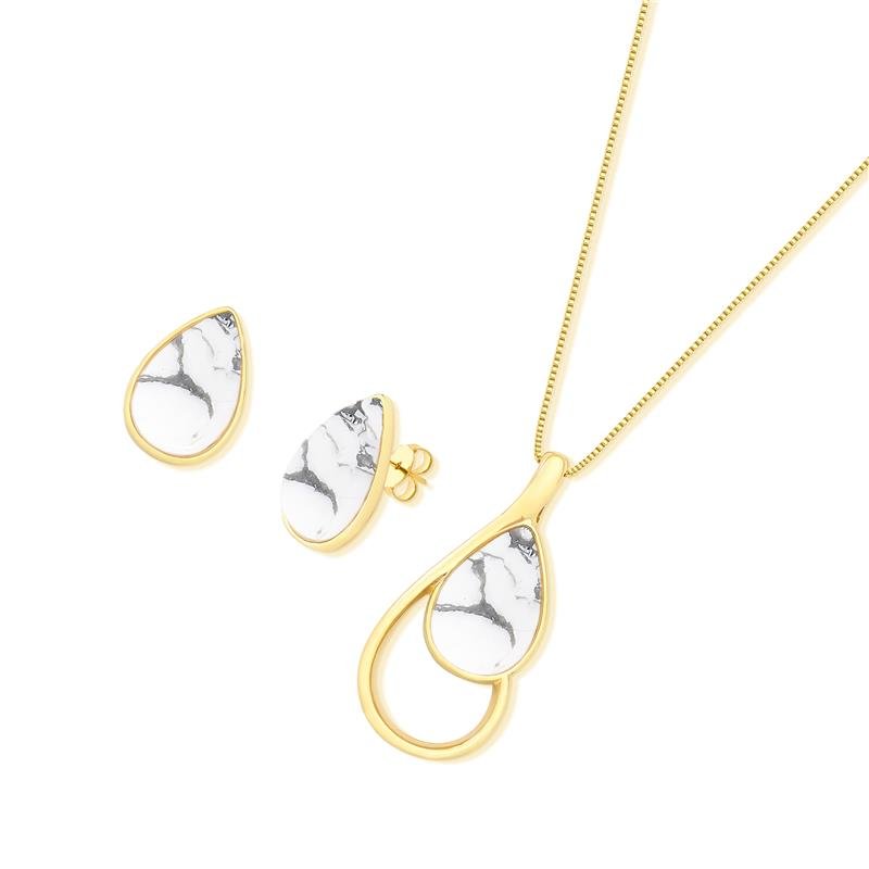 CONJUNTO FOLHEADO A OURO