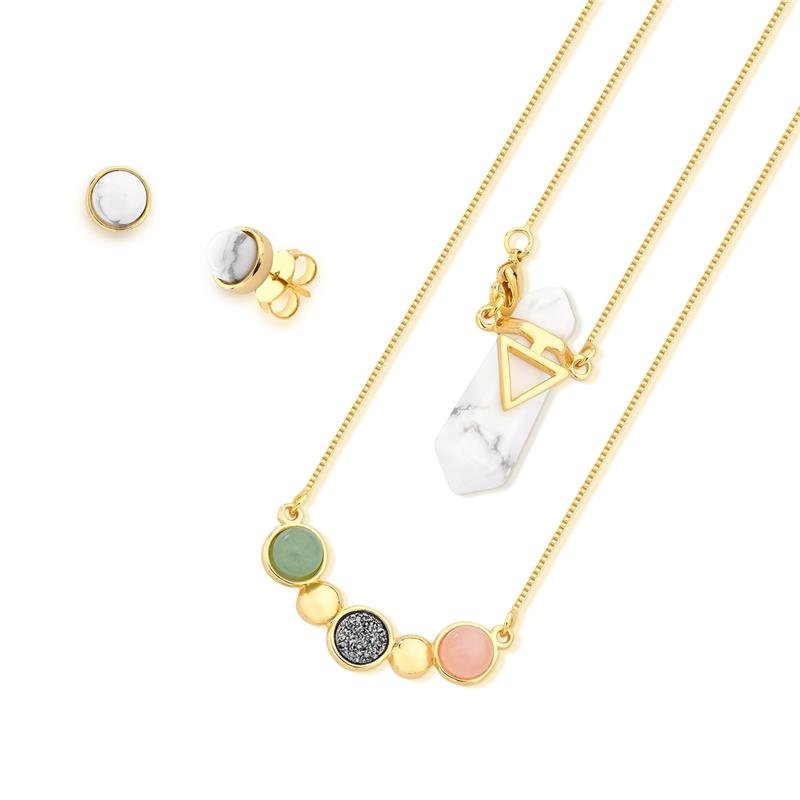 CONJUNTO FOLHEADO A OURO