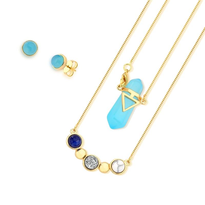 CONJUNTO FOLHEADO A OURO