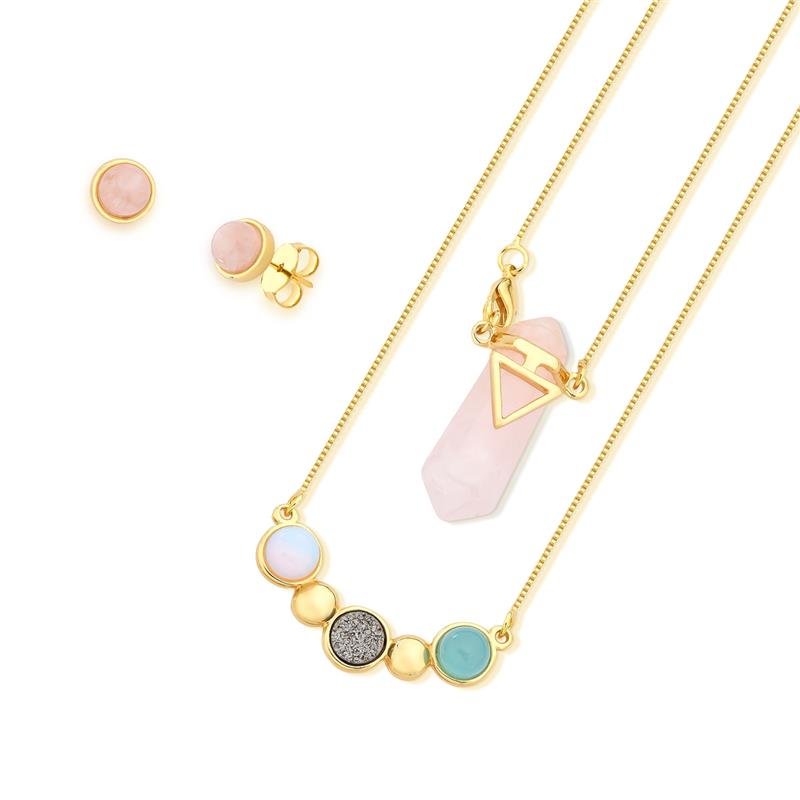 CONJUNTO FOLHEADO A OURO