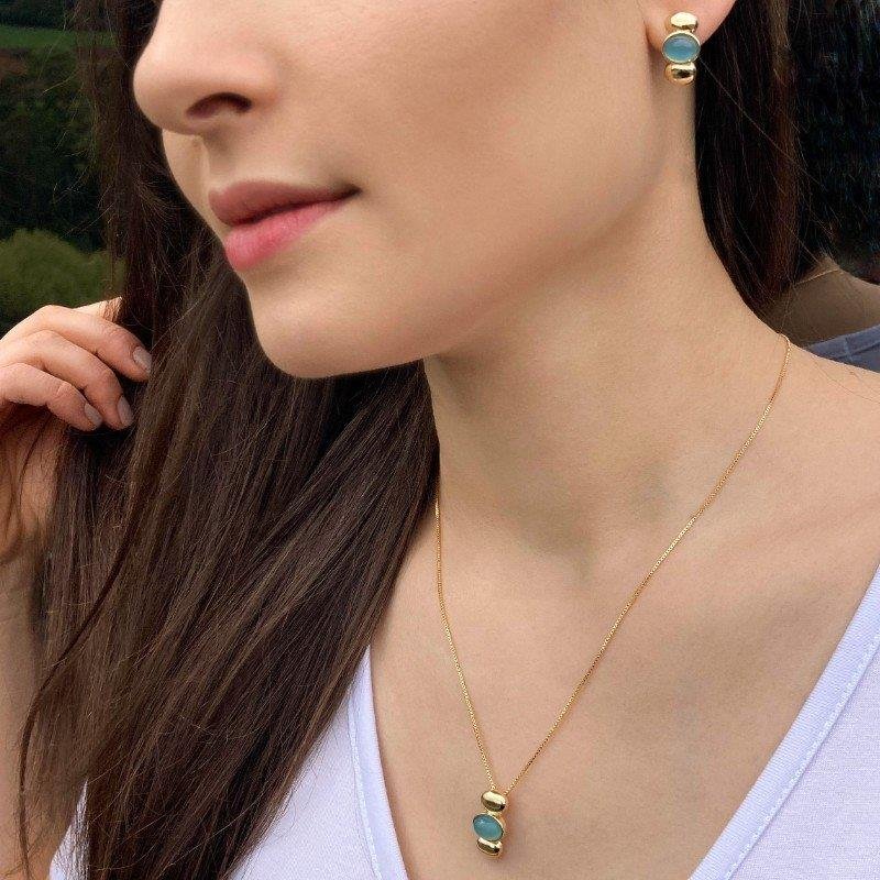 CONJUNTO FOLHEADO A OURO