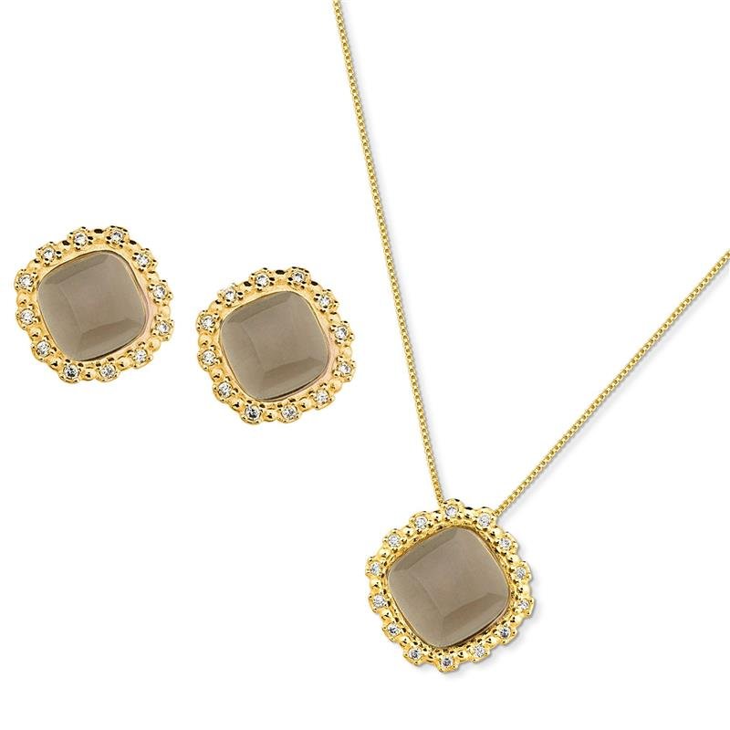 CONJUNTO FOLHEADO A OURO
