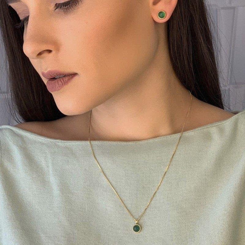 CONJUNTO FOLHEADO A OURO