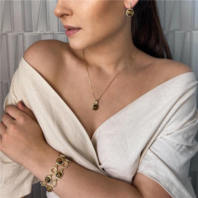CONJUNTO FOLHEADO A OURO