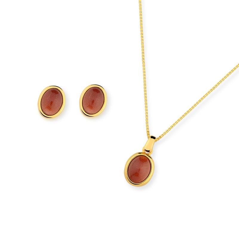 CONJUNTO FOLHEADO A OURO