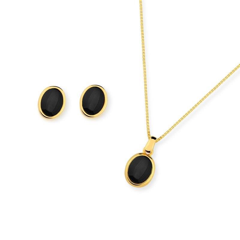 CONJUNTO FOLHEADO A OURO