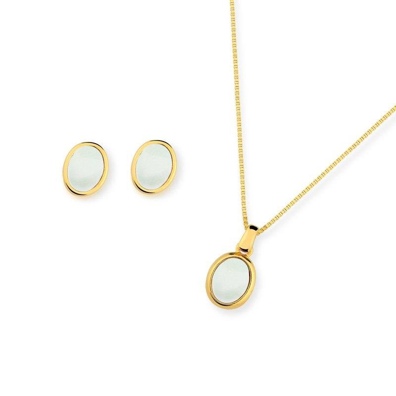 CONJUNTO FOLHEADO A OURO