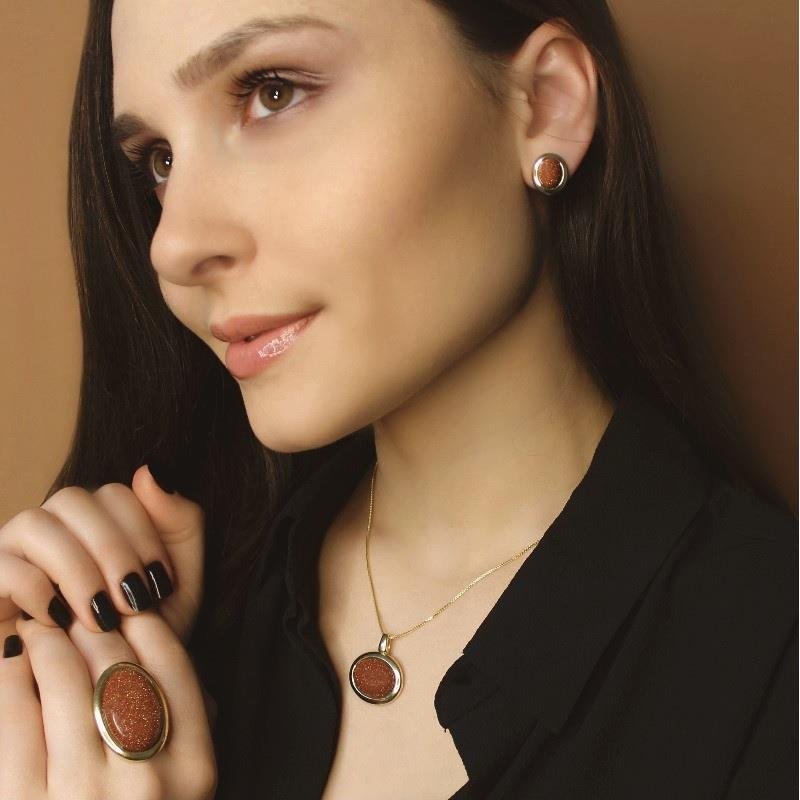 CONJUNTO FOLHEADO A OURO