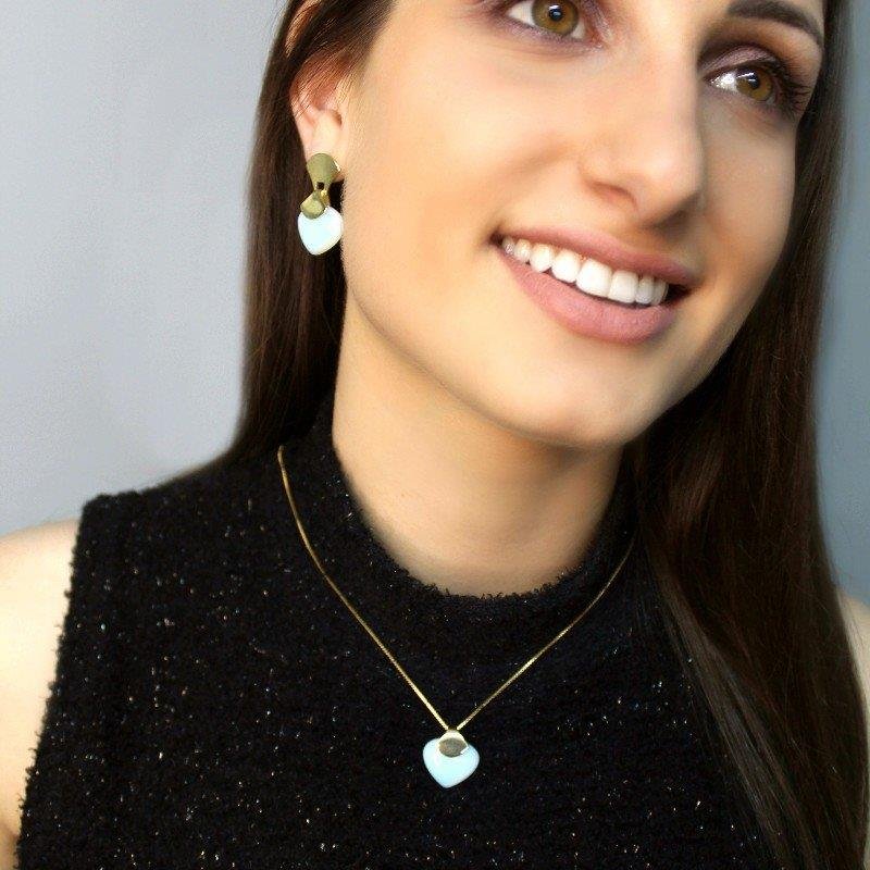 CONJUNTO FOLHEADO A OURO