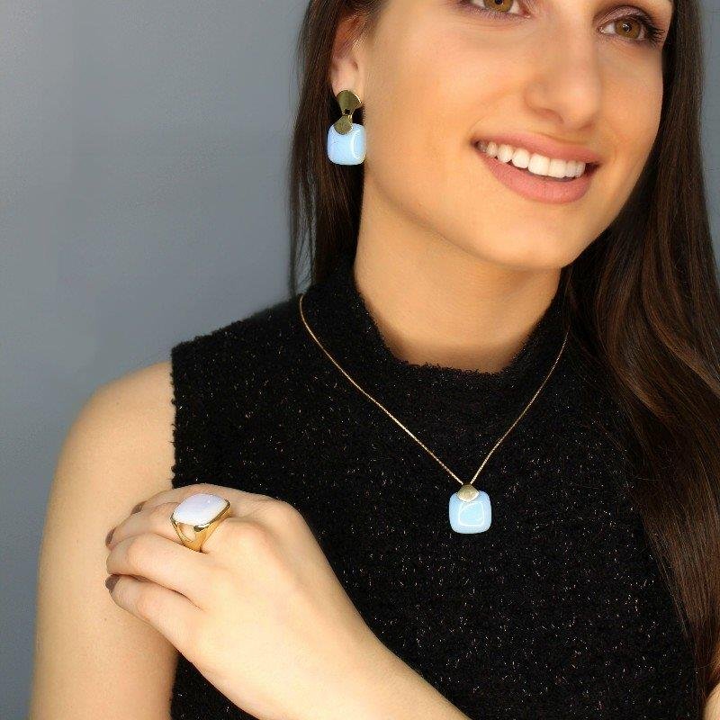 CONJUNTO FOLHEADO A OURO