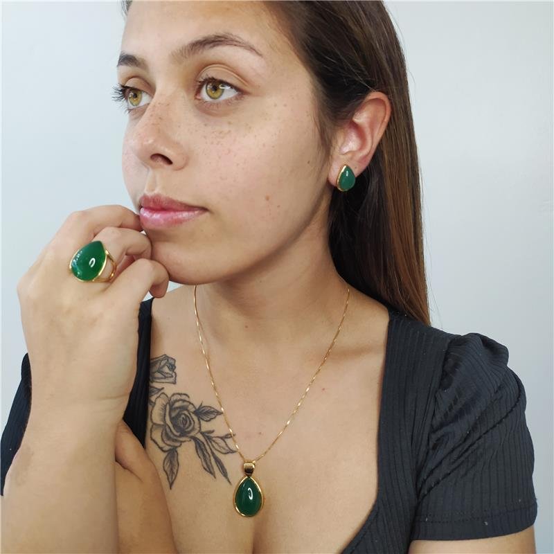 CONJUNTO FOLHEADO A OURO