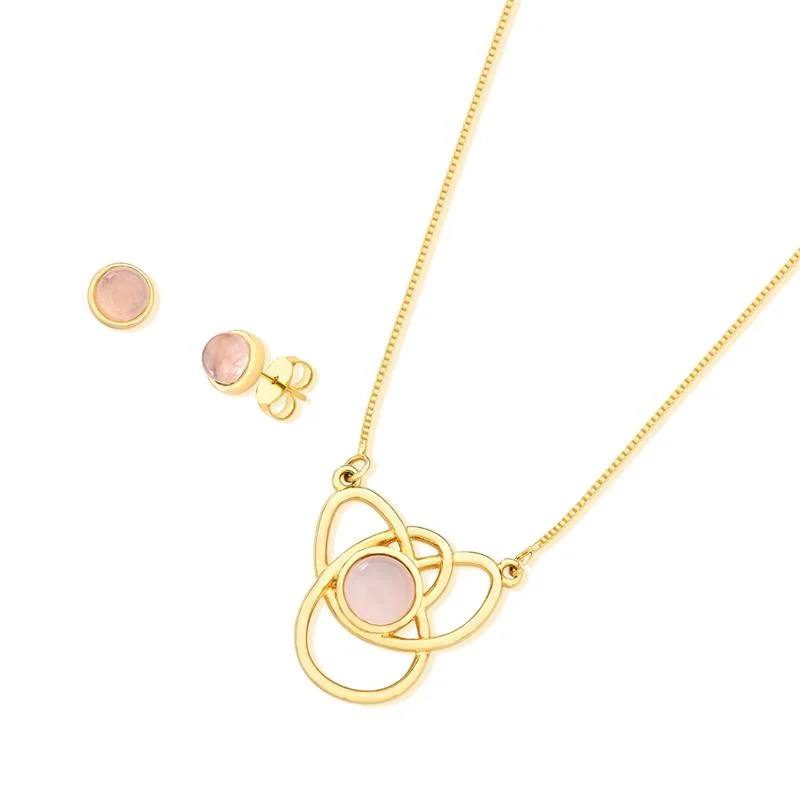 CONJUNTO FOLHEADO A OURO