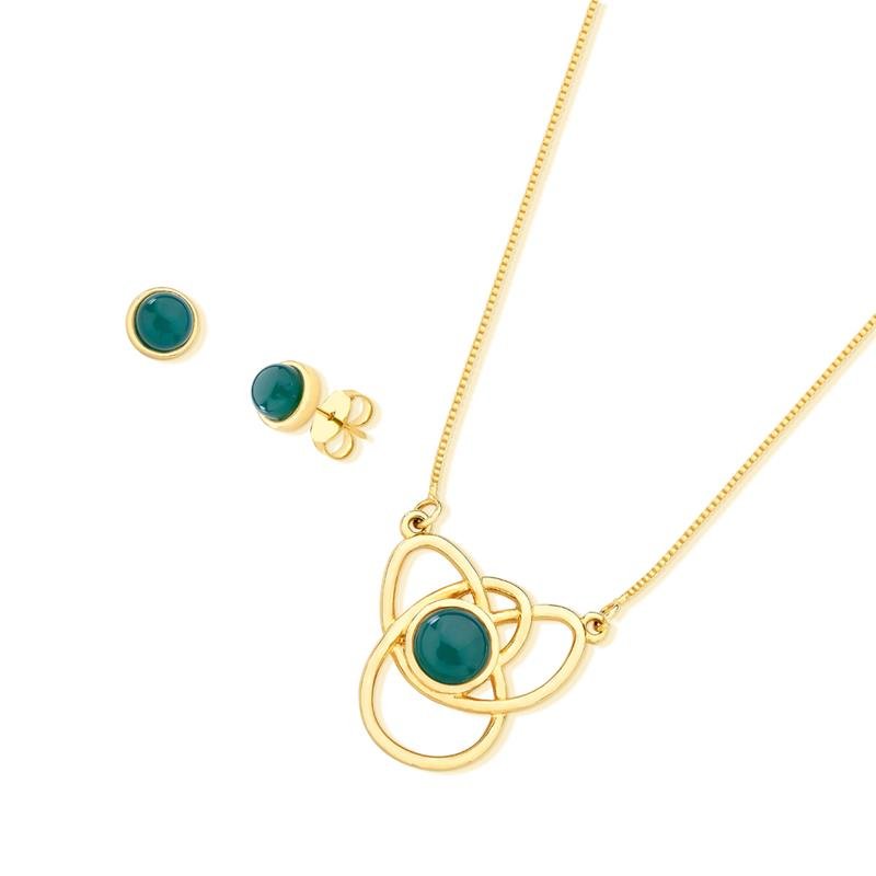 CONJUNTO FOLHEADO A OURO