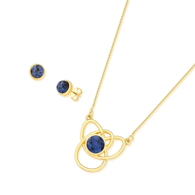 CONJUNTO FOLHEADO A OURO