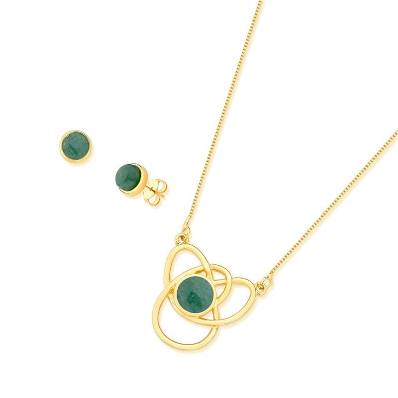 CONJUNTO FOLHEADO A OURO