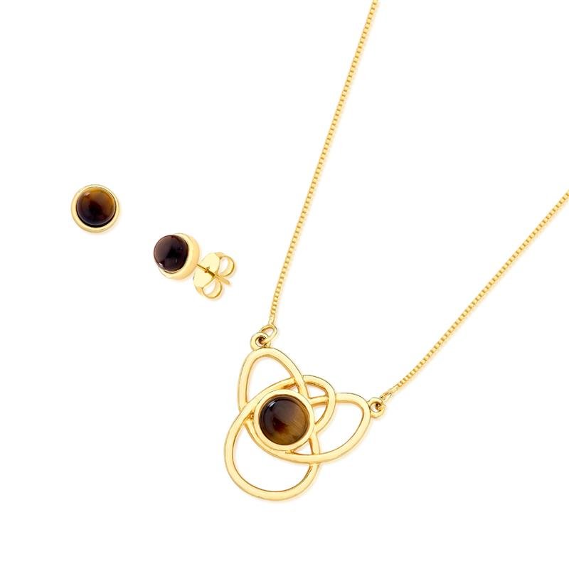 CONJUNTO FOLHEADO A OURO