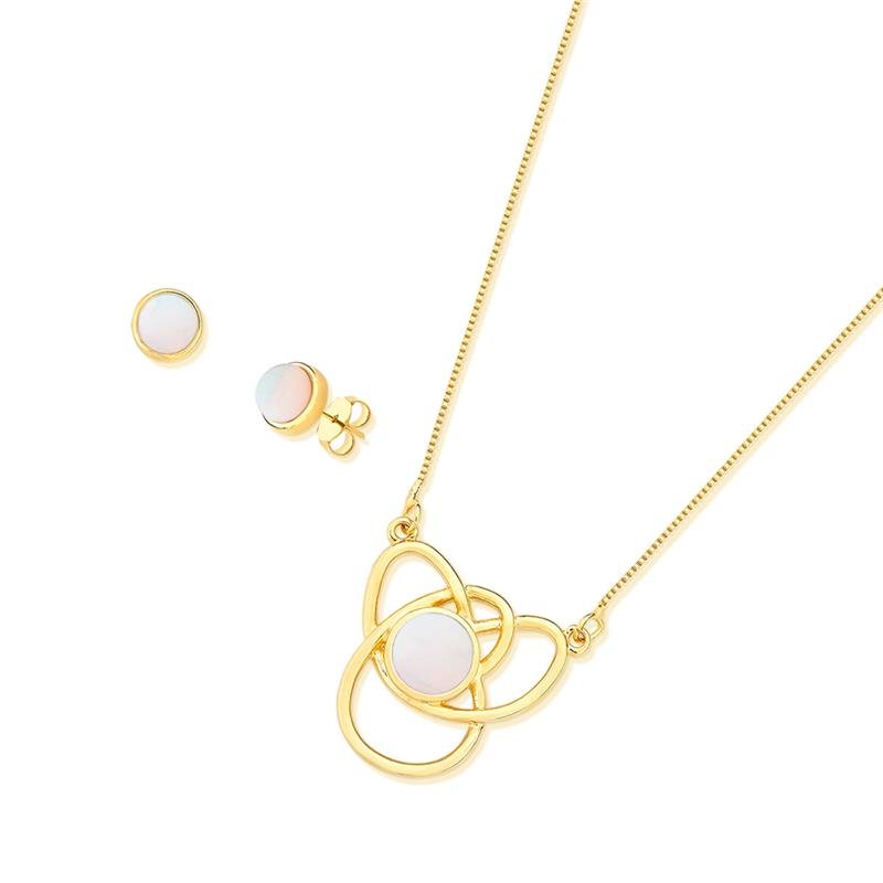 CONJUNTO FOLHEADO A OURO