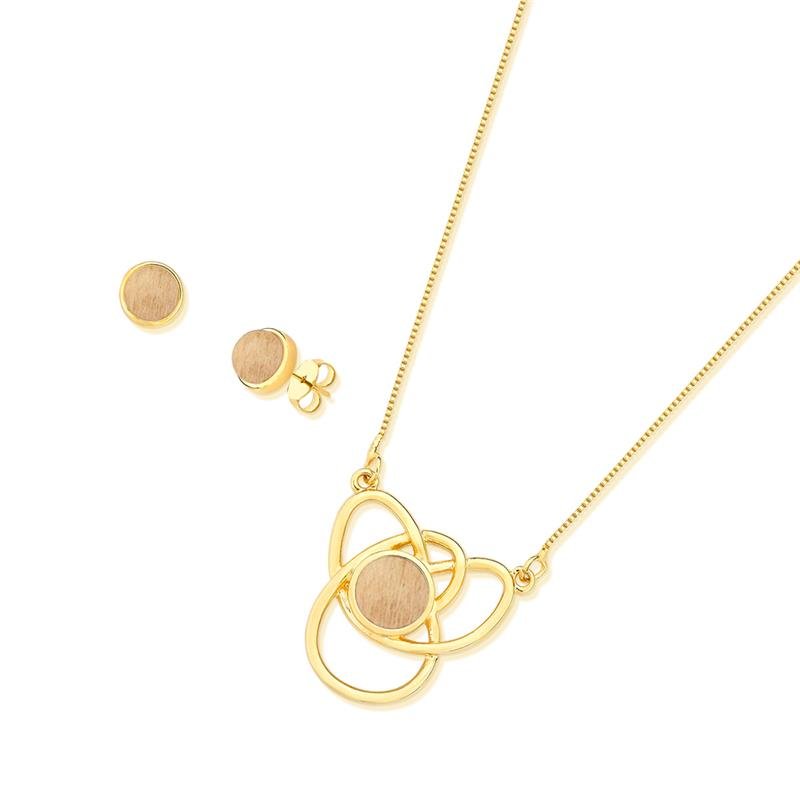 CONJUNTO FOLHEADO A OURO