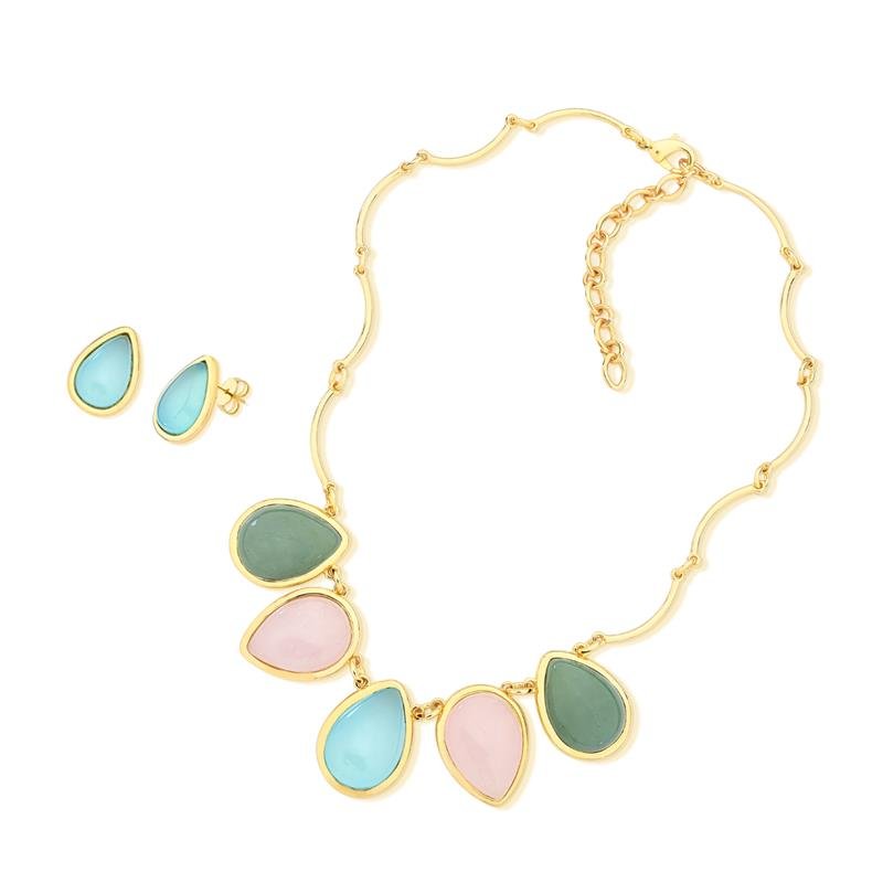 CONJUNTO FOLHEADO A OURO