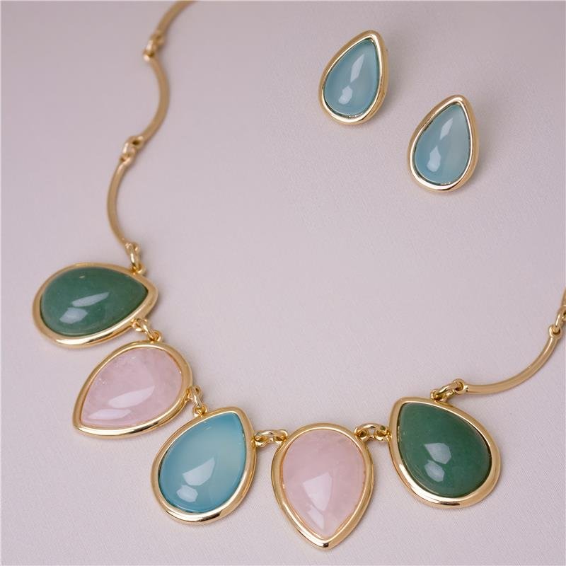 CONJUNTO FOLHEADO A OURO