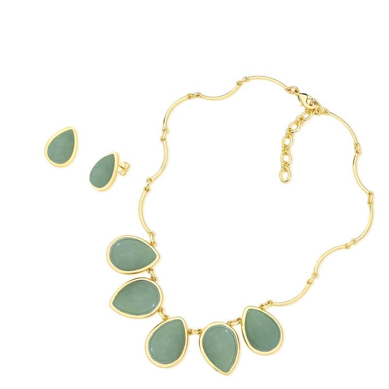 CONJUNTO FOLHEADO A OURO