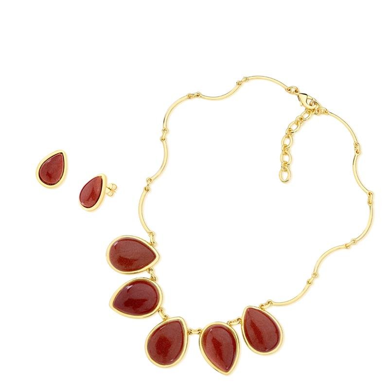 CONJUNTO FOLHEADO A OURO