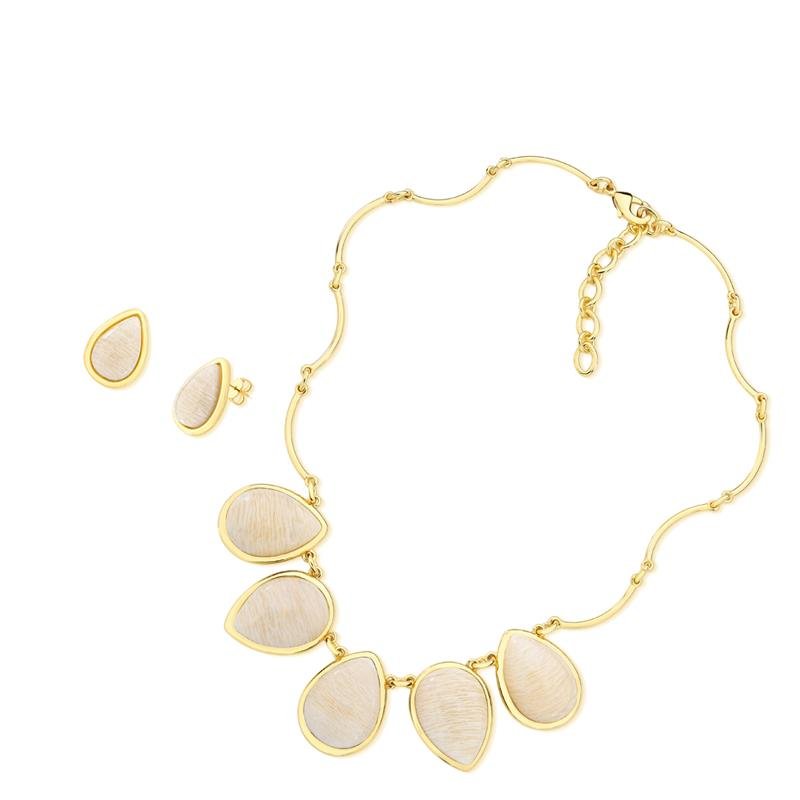 CONJUNTO FOLHEADO A OURO