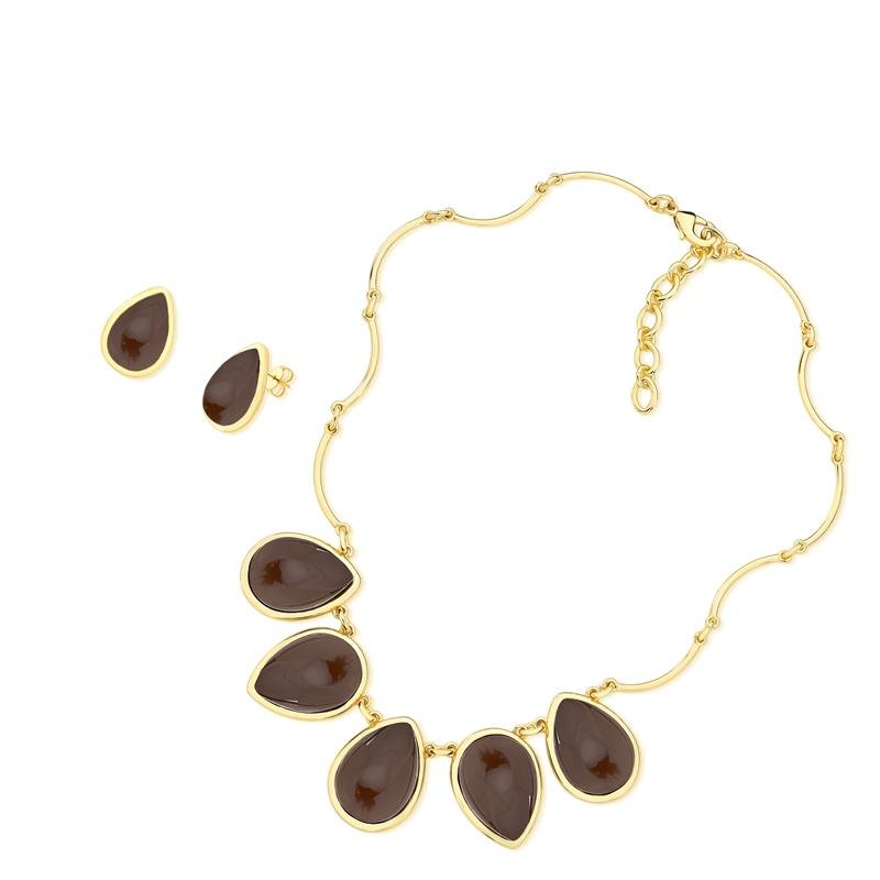 CONJUNTO FOLHEADO A OURO