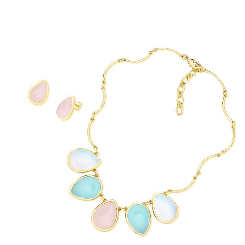 CONJUNTO FOLHEADO A OURO